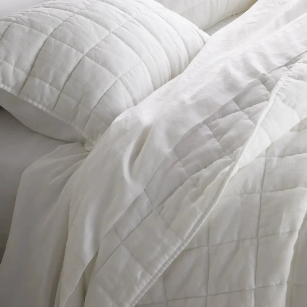 Quince European Linen White Box Quilt! Sz. King/ Cal King (572)_6